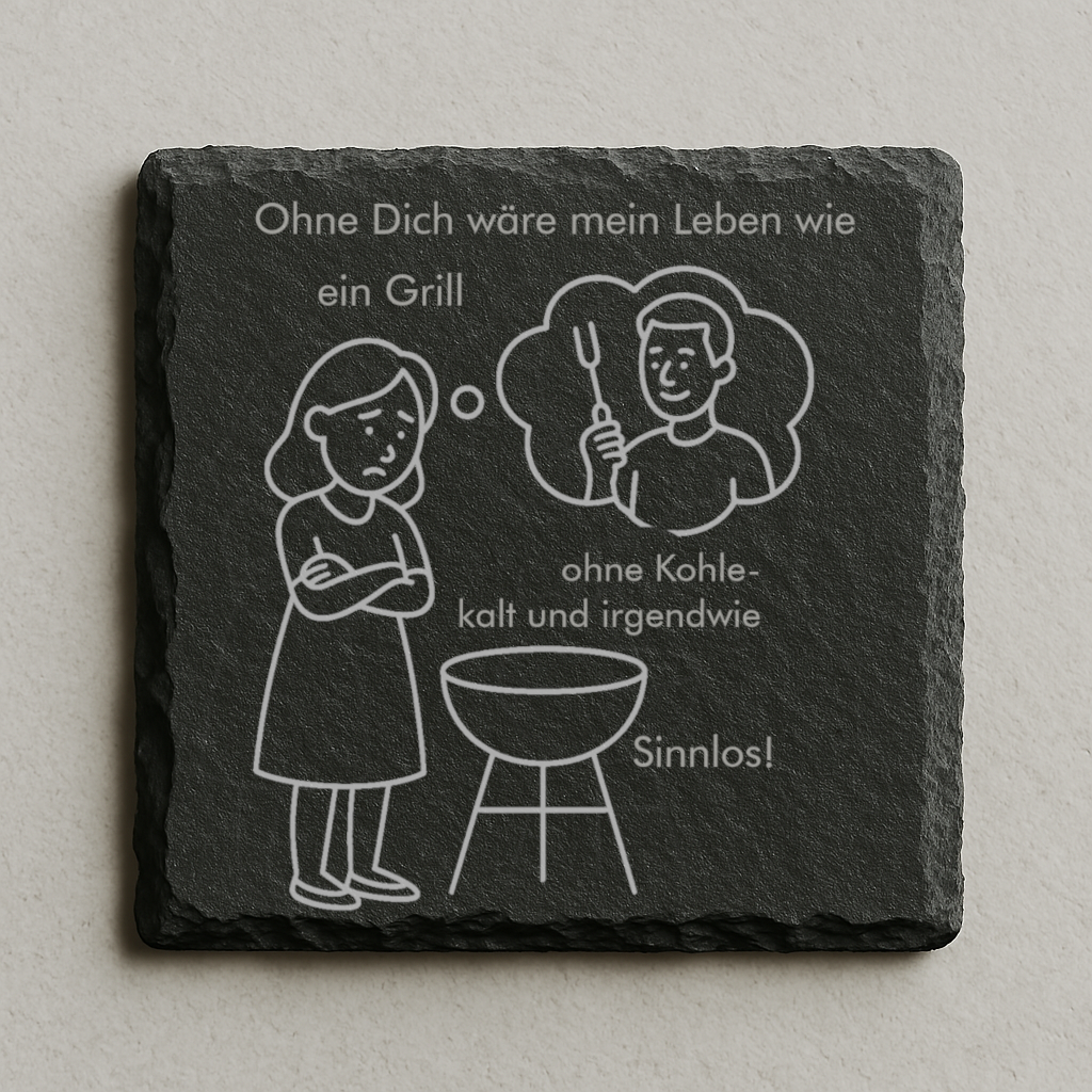 Personalisierbarer Schieferuntersetzer: Ohne dich... Schieferuntersetzer zum Vatertag