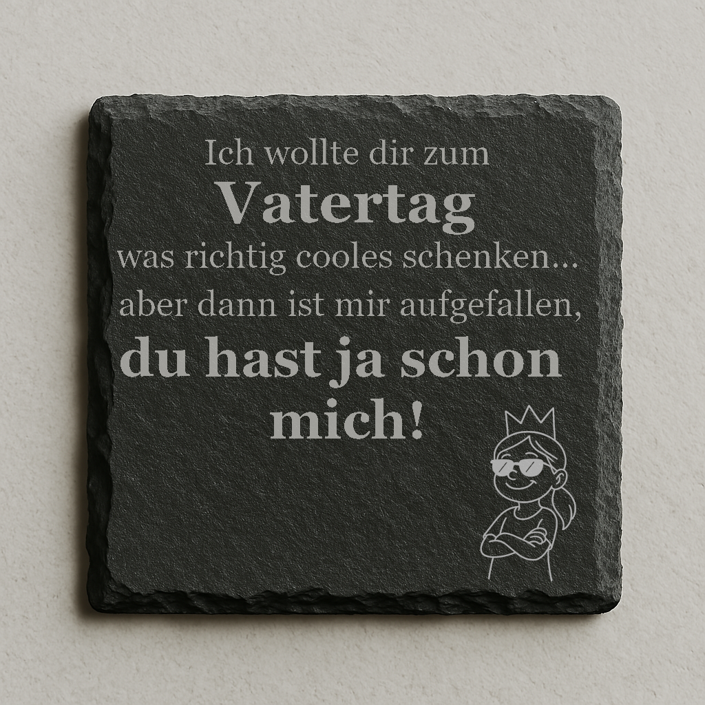 Personalisierbarer Schieferuntersetzer: Du hast ja schon mich! Schieferuntersetzer zum Vatertag