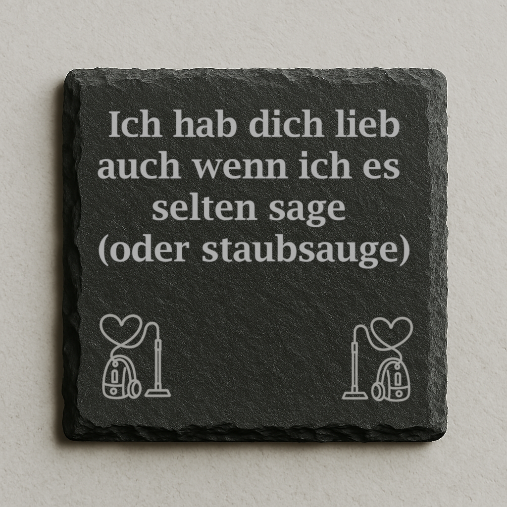 Personalisierbarer Schieferuntersetzer: Ich hab dich lieb.... Schieferuntersetzer zum Muttertag